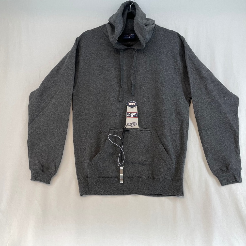 Grey Hoodie with Drink Pouch J.America Huzu Size Small